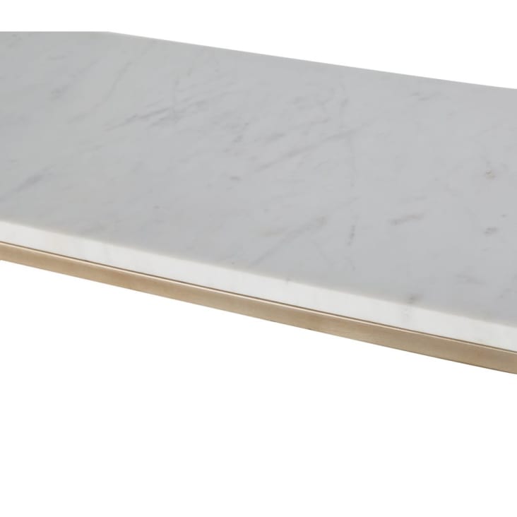 Consoletafel uit wit marmer en messingkleurig metaal-Marble cropped-3