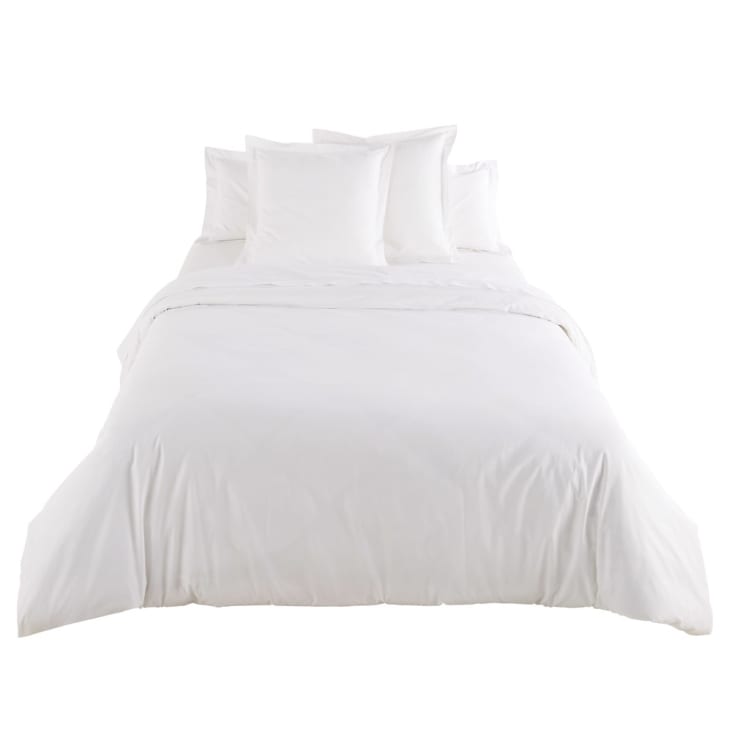 Copripiumino per albergo in percalle di cotone bianco, 150x220 cm-Luce Business cropped-3