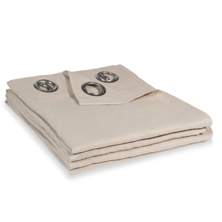 Cortina con ojales de lino lavado color vainilla por unidad 130 x 300,  OEKO-TEX®