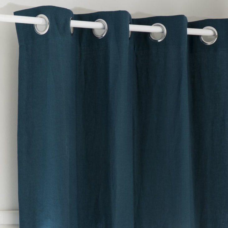 Cortina de ojales de lino lavado azul intenso - una unidad 130x300 ambiance-2