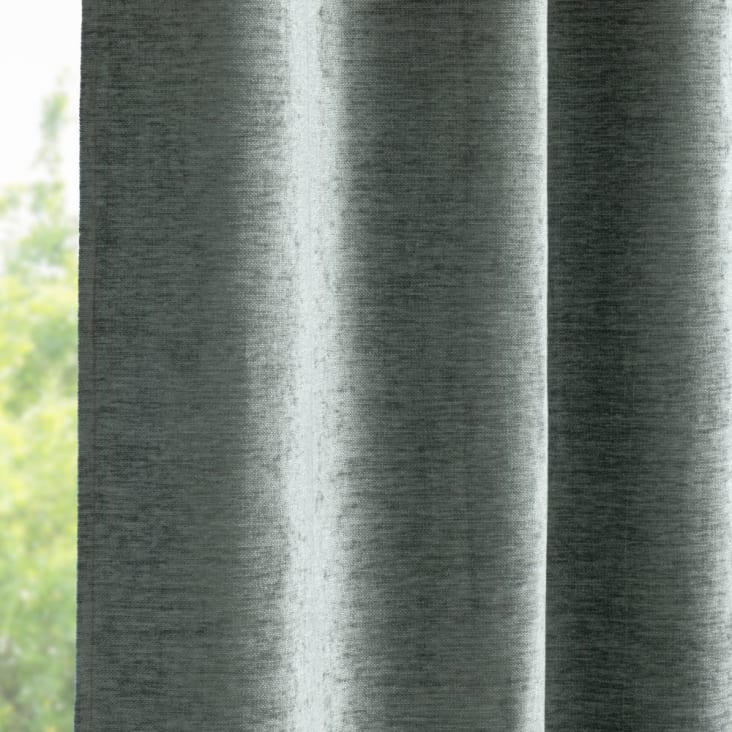 Cortina con ojales de terciopelo efecto envejecido color gris antracita por  unidad 140 x 300