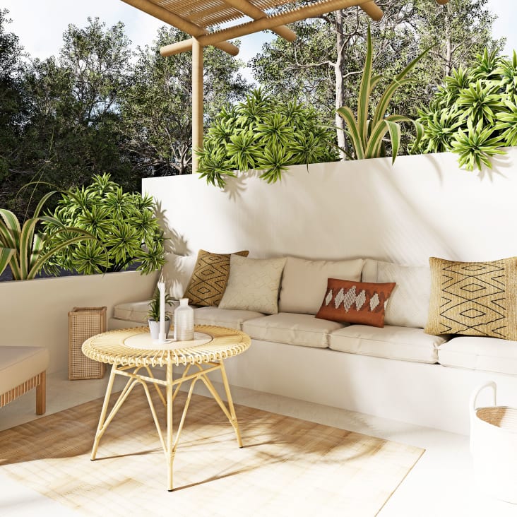 Coussins pour angle de canapé de jardin blancs Isola