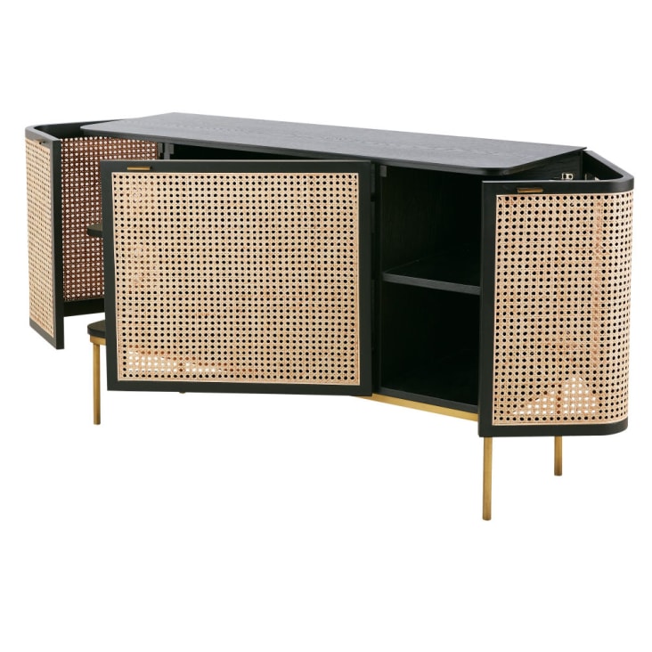 Credenza a 3 ante in rattan intrecciato Loreto