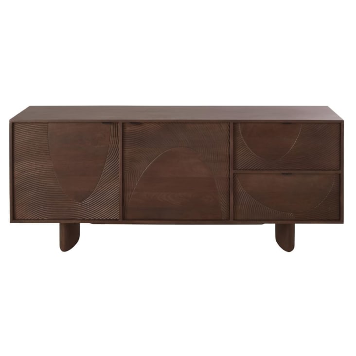 Credenza bassa lunga a 2 ante e 2 cassetti in legno di acacia inciso Lausanne Maisons du Monde