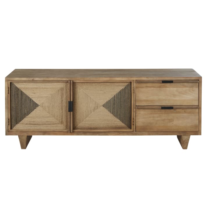 Credenza bassa lunga a 2 ante in iuta e 2 cassetti Maisons du Monde