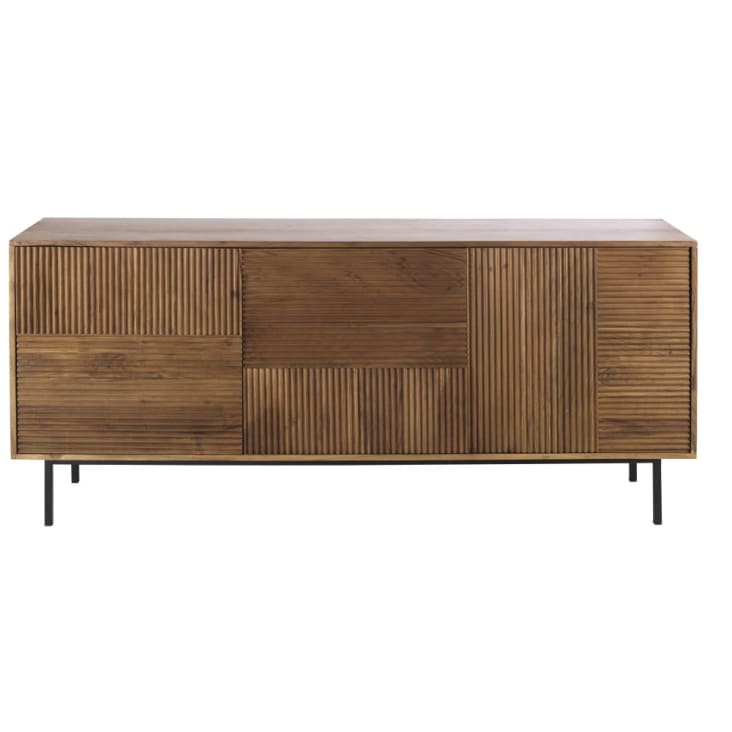 Credenza bassa lunga a 3 ante scanalate marrone nocciola Strille Maisons du Monde