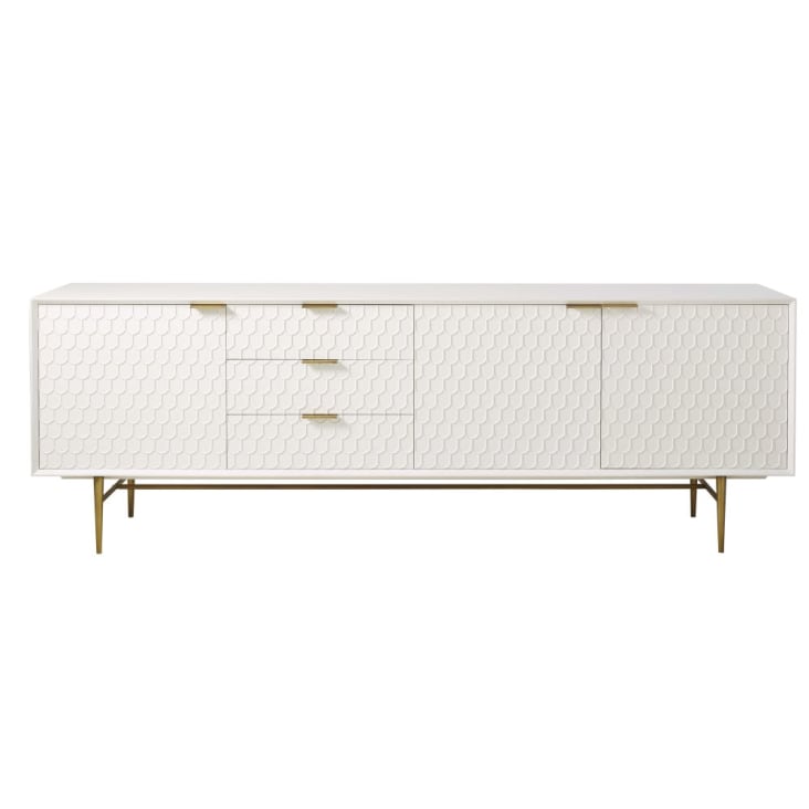 Credenza bassa lunga vintage a 3 ante e 3 cassetti bianca Riverside Maisons du Monde