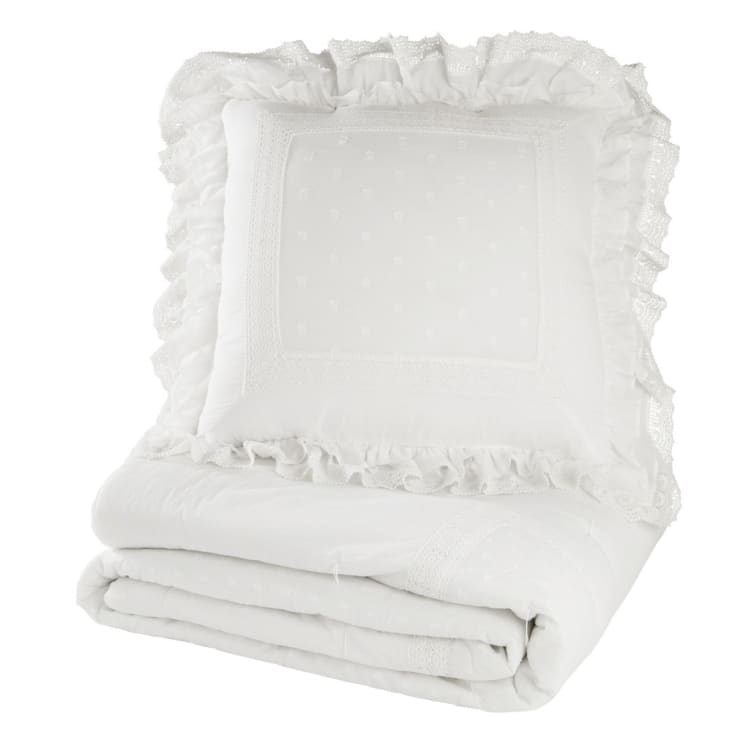 Cubrecamas de blanco algodón 240 × 260 cm CLÉMENCE-Clémence cropped-5