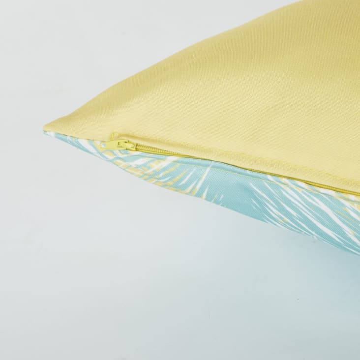 Cuscino con stampa palma verde-blu, écru e giallo 45x45 cm-SEMINOLEC cropped-3