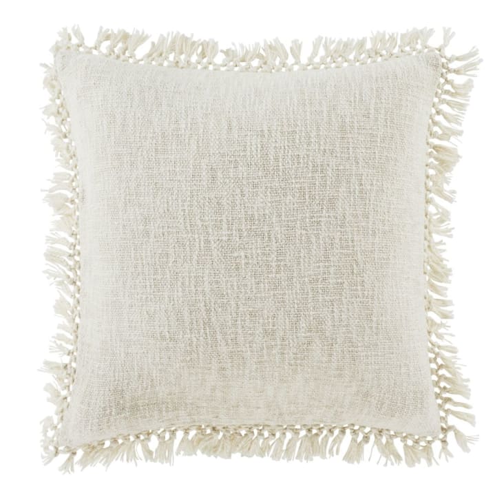 LOVELY CASA Cuscino Quadrato 40x40 Cm Con Chiusura A Strappo (Velcro) - Tessuto In Misto Lino E Cotone, Colore Ecru