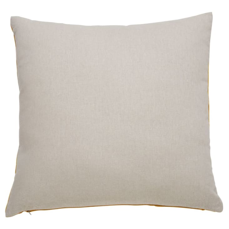 Cuscino in velluto di cotone ocra con motivo impunturato 60x60 cm
