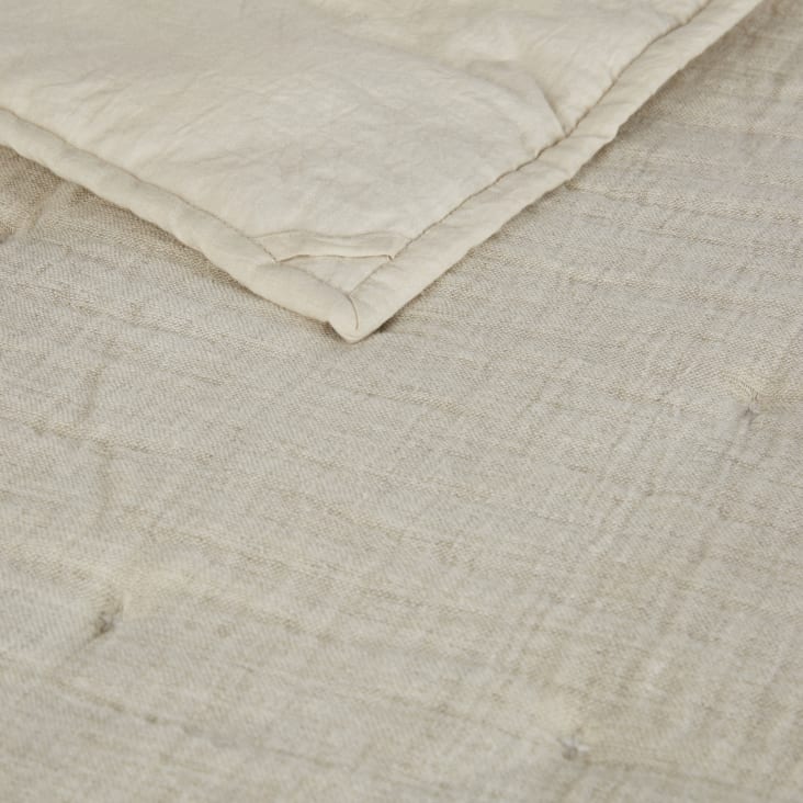Decke aus geflochtener recycelter Baumwollgaze und Leinen, beige
