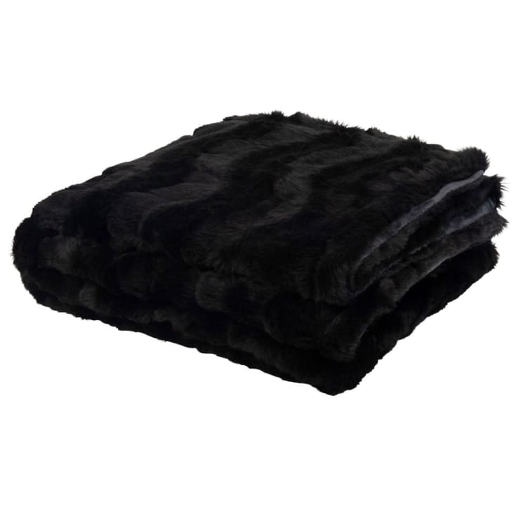 Decke aus Kunstfell, schwarz, 125x150 | Monde Maisons du