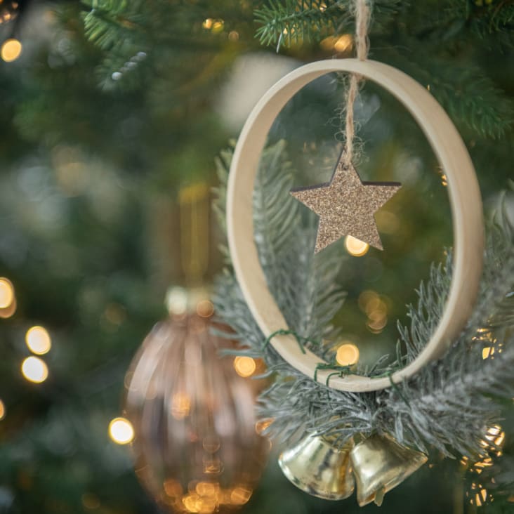 Étoile lumineuse décoration de Noël métallique doré 50 cm