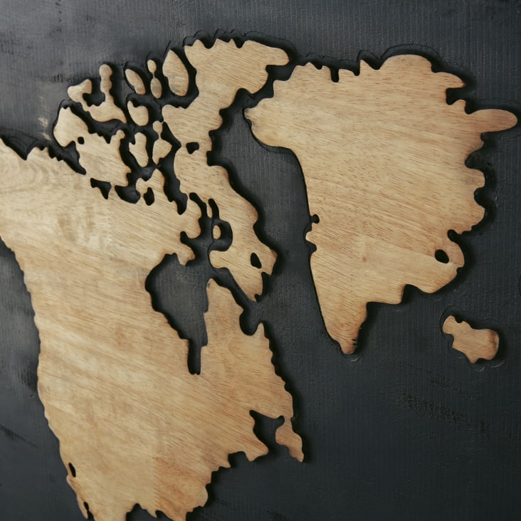 Carte du monde en bois - décoration murale 3D Multicolore