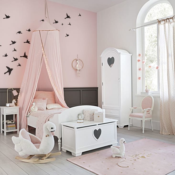 Décoration murale lampion rose pale et blanc pour chambre de fille