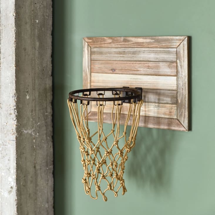 Déco murale panier de basket en bois de sapin 56x68 Detroit