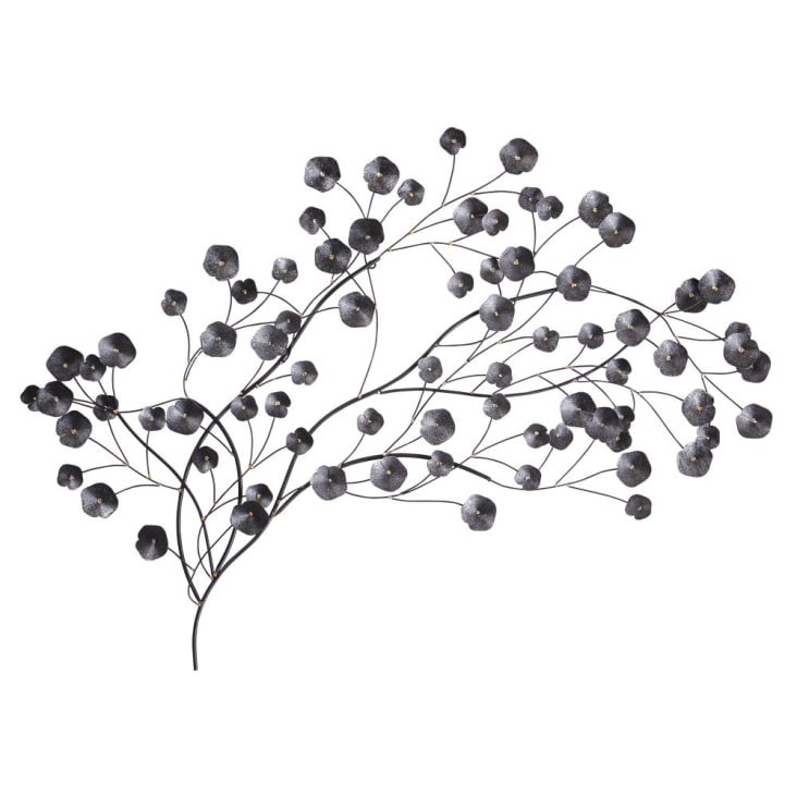 Decoração de parede flor de metal preto 136x73-KIMI