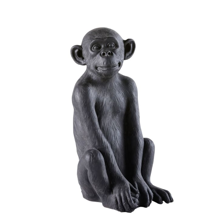 Decorazione da giardino scimmia in resina nera, h 56 cm-Little Gandhi cropped-3