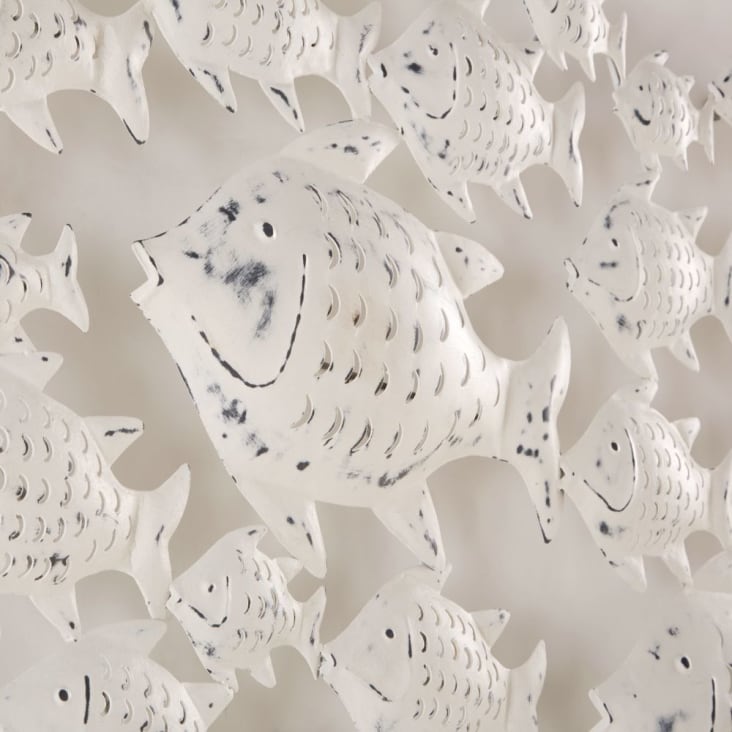 Decorazione da parete pesci in metallo effetto anticato, 256x92 cm-OCELLA cropped-2