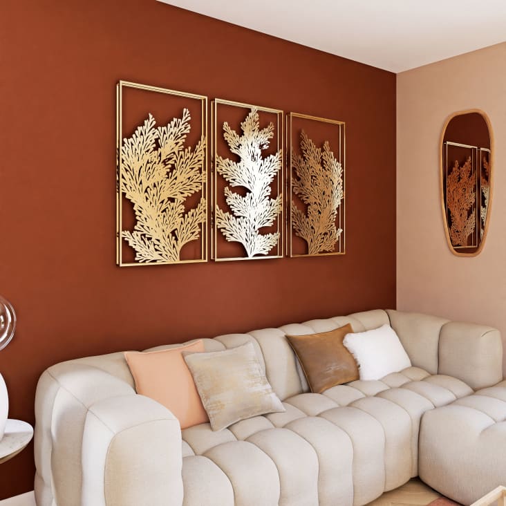 Decorazioni da parete in metallo dorato (x3) 55 cm x 100 cm CORALIA