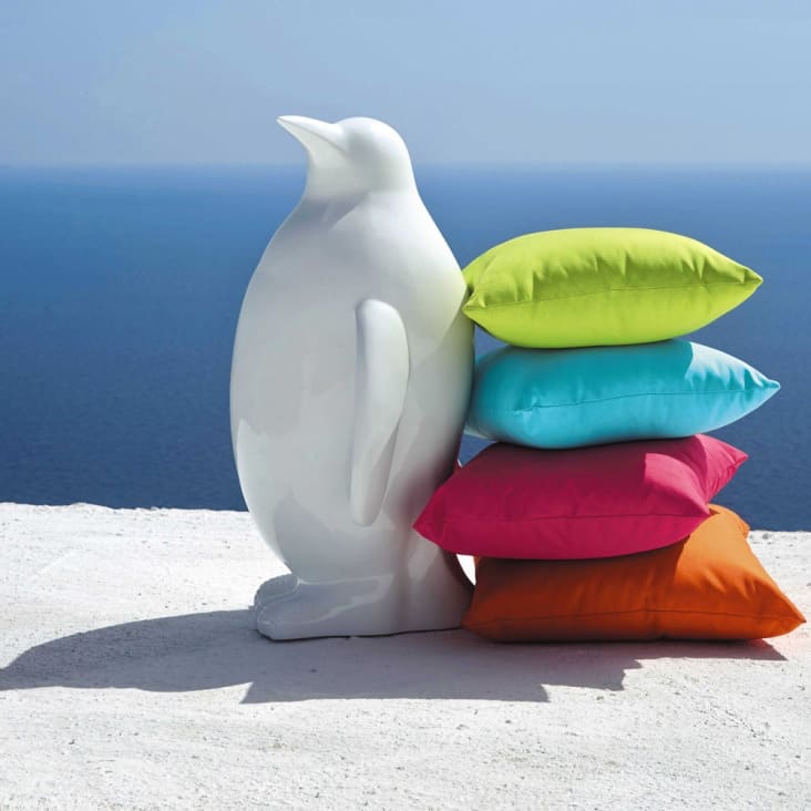 Deko-Pinguin WELLINGTON aus Kunstharz für den Garten, weiß, H88 -Wellington ambiance-7