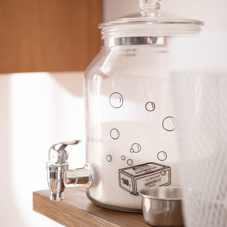 Dispenser di detersivo per piatti in vetro con rubinetto e motivi