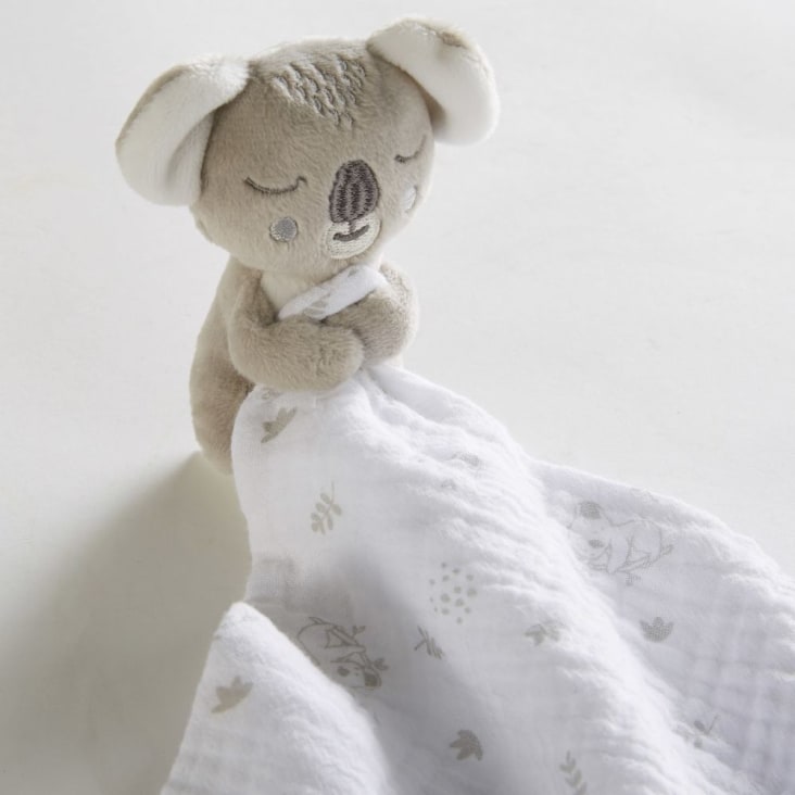 Doudou bébé en coton gris et blanc KOALA
