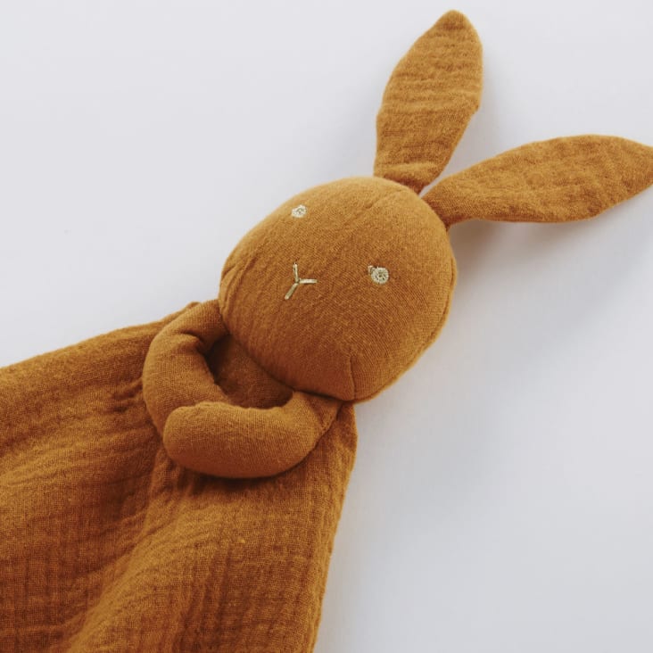 Doudou lange bébé écureuil en coton bio marron avec broderies dorées (Maisons du Monde) - Image 2
