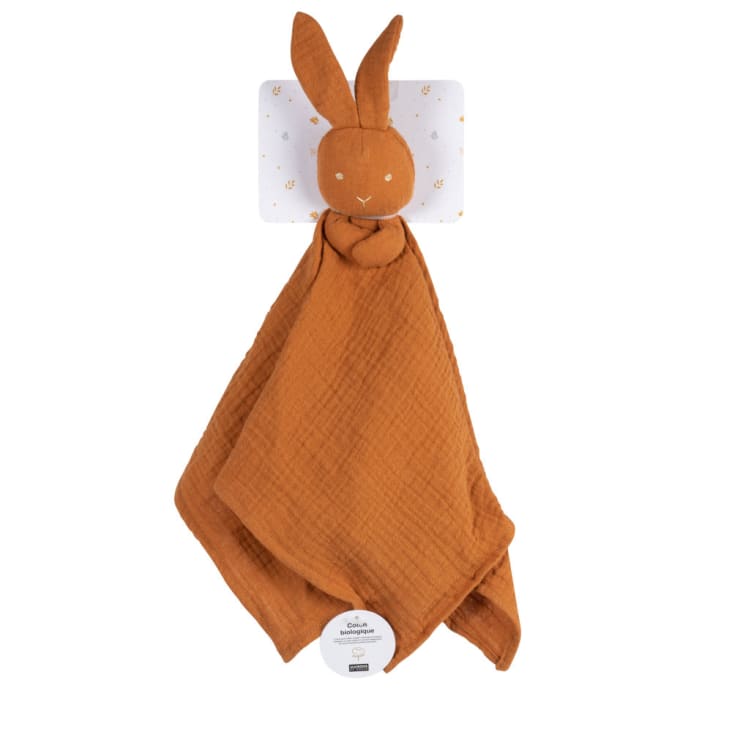Doudou lange bébé écureuil en coton bio marron avec broderies dorées (Maisons du Monde) - Image 3