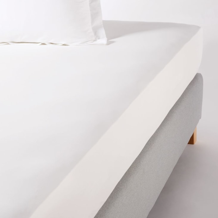 Drap housse hôtellerie en percale de coton blanc 160x200, bonnet 28-Luce Business