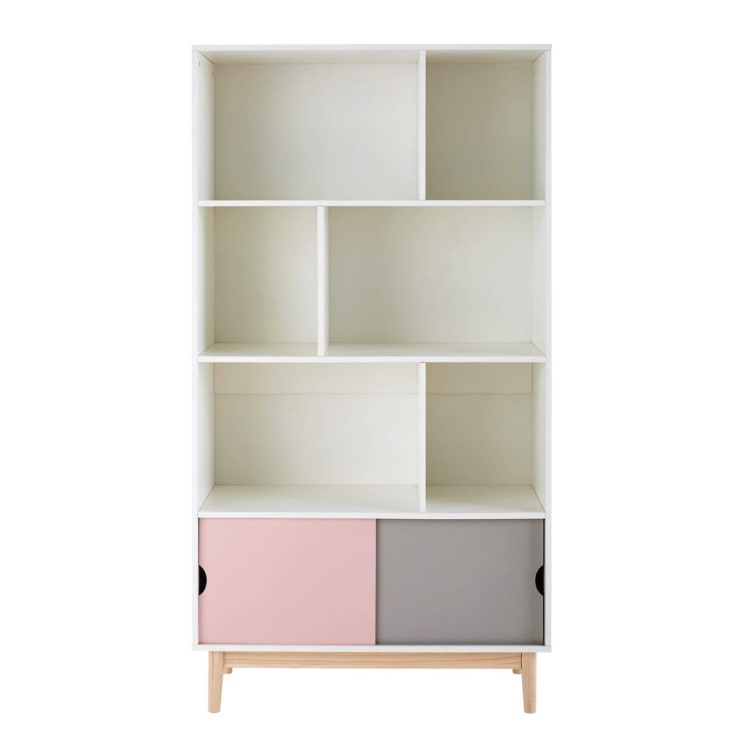 Driekleurige boekenkast met 2 deurtjes-Blush