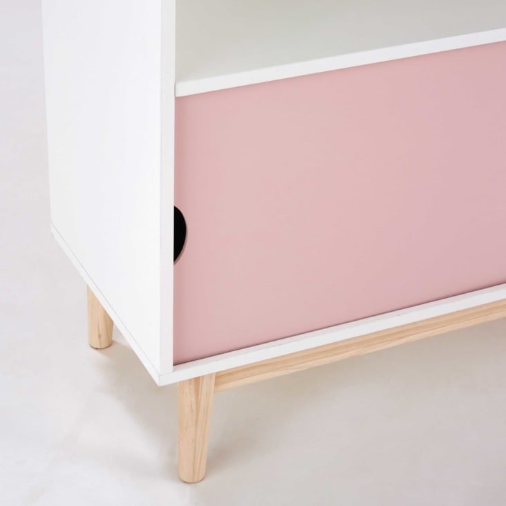 Driekleurige boekenkast met 2 deurtjes-Blush detail-5