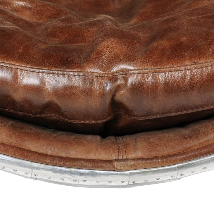 Eiförmiger Sessel im Industriestil, braun Lederbezug-Coquille detail-4