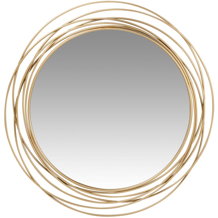 Espejo redondo de alambre dorado 91x94-DUBAI