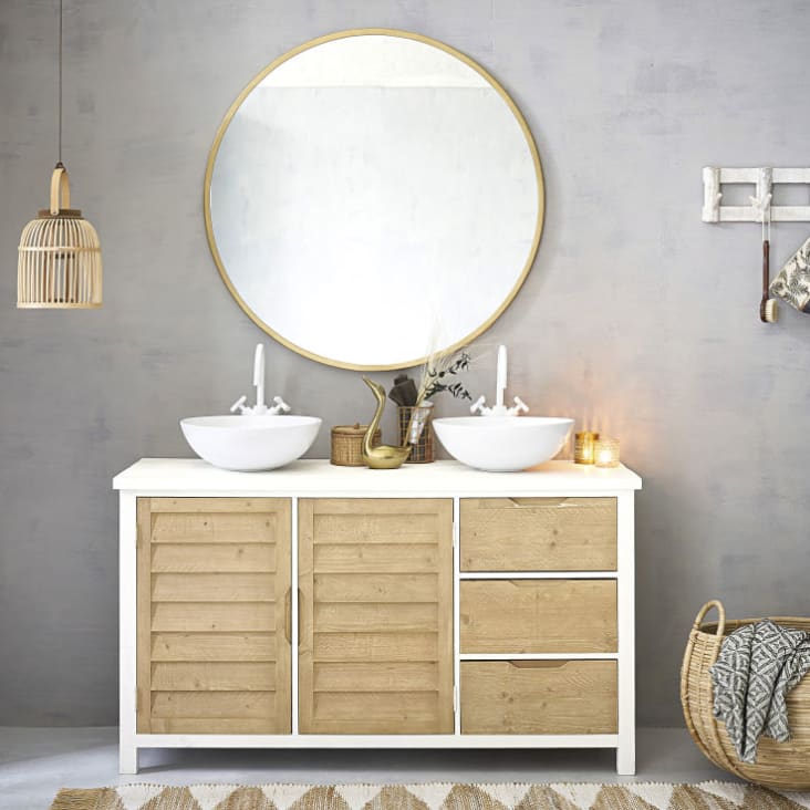 Espejo redondo dorado, espejo de baño circular de 32 pulgadas con marco de  aleación de aluminio, espejo de pared grande para colgar, para entrada