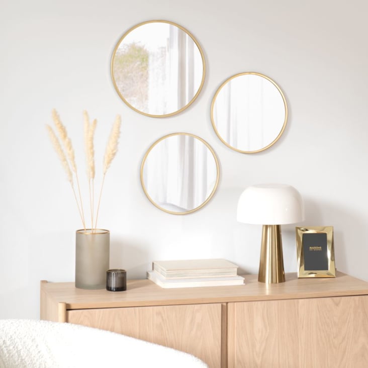  TIANGU Espejo redondo dorado montado en la pared, espejos  circulares grandes de 23.6 pulgadas para pared, espejo de pared con marco  de metal para baño, espejo de tocador moderno grande para