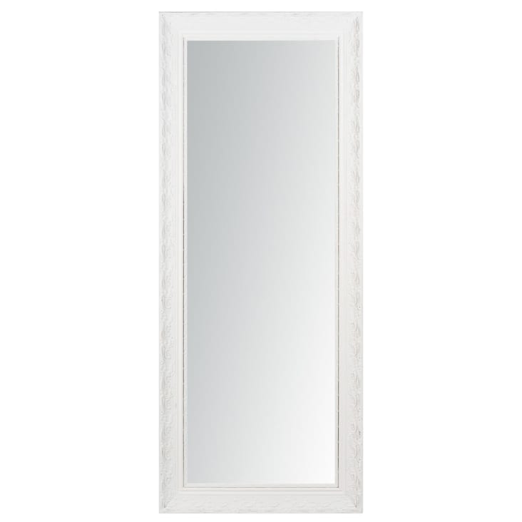 Espelho de madeira de paulownia branco 145x59-Valentine