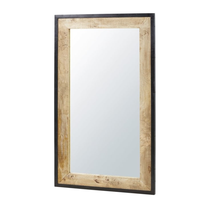 Espelho industrial de madeira de mangueira e metal preto 70x120-MILES cropped-2