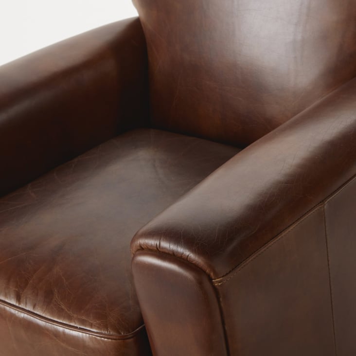Fauteuil Club En Cuir Synthétique Marron - Rembourré Confortable - Dimensions 70x56x68cm - Charge Max 110kg - Pour Salon, Chambre, Bureau - 4