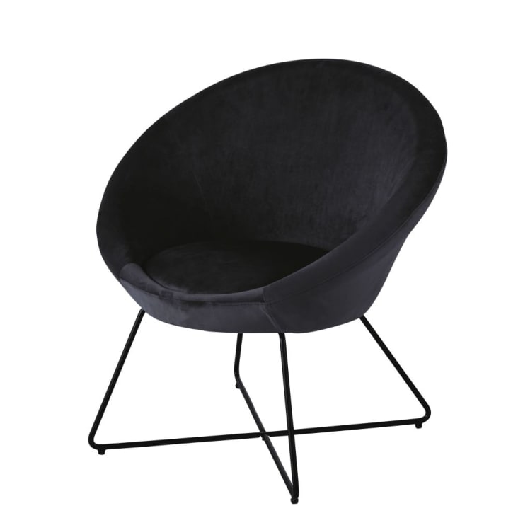 Fauteuil en velours noir-Hipop