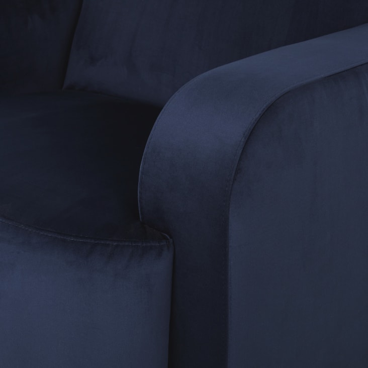 Fauteuil Samantha II En Velours Bleu Nuit - Assise Capitonnée Confortable - Pieds Noir Et Doré - Dimensions 110x91x76 Cm - Charge 120 Kg