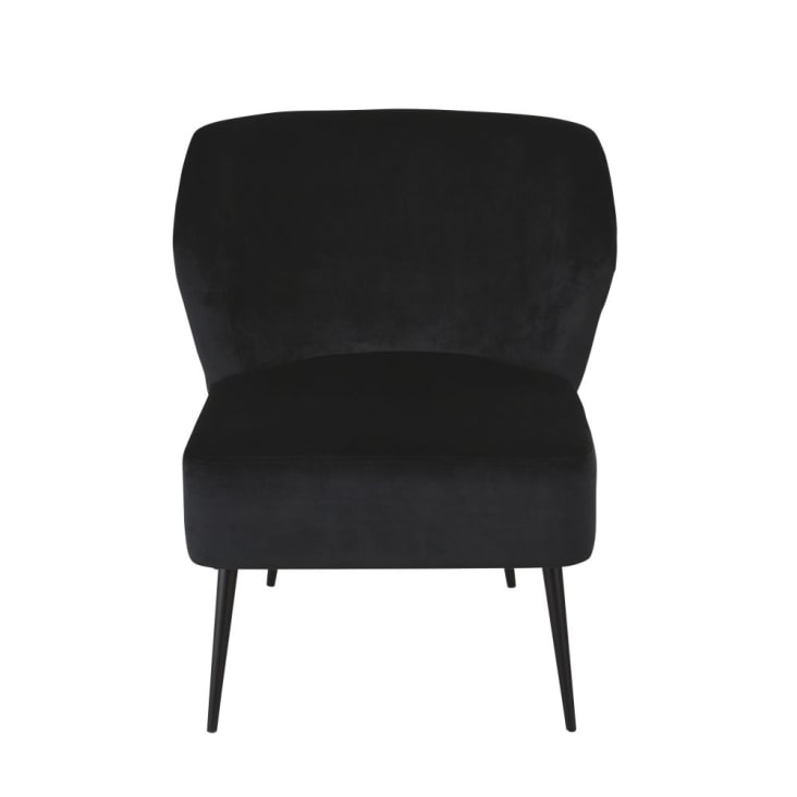 Chaise design - Velours vert végétal & métal noir