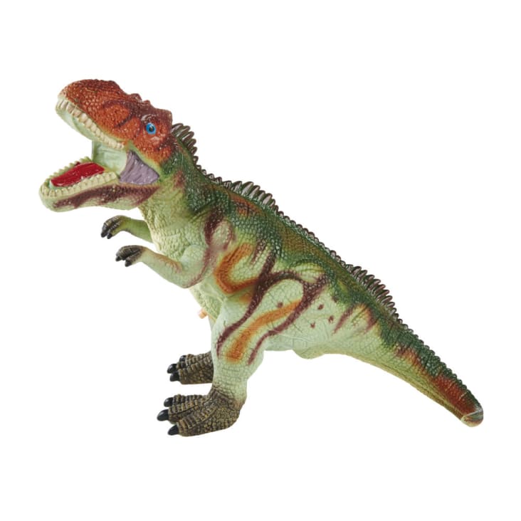 Figurita de dinosaurio rex verde y roja-DINO