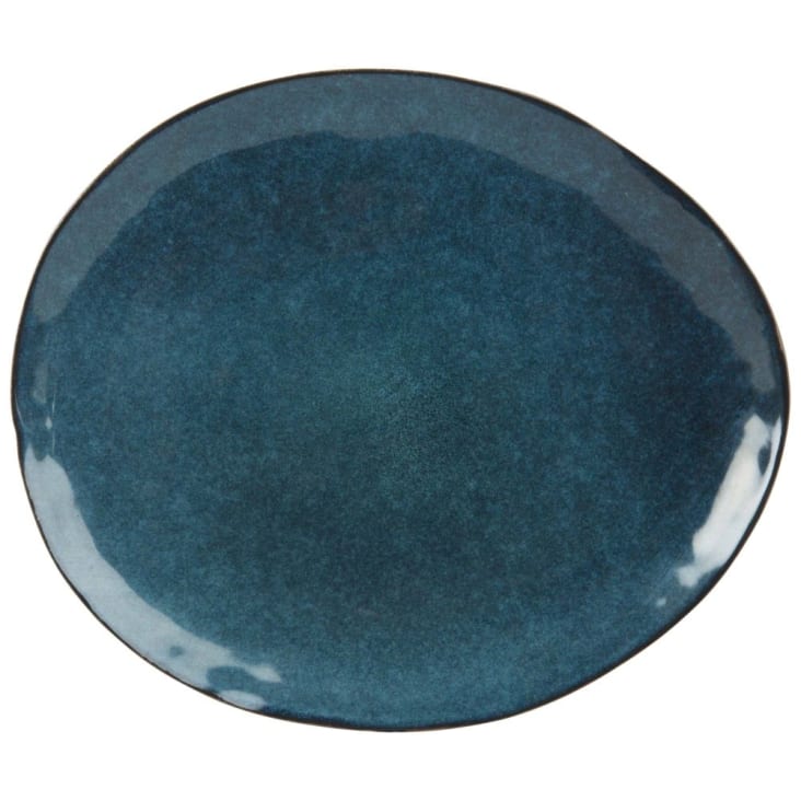 Flacher Teller aus Steinzeug, petrolblau-ASIAN BLUE cropped-5