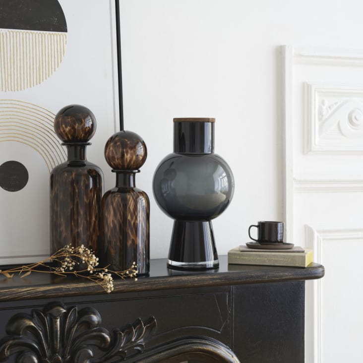 Flacone decorativo in vetro colorato bruno e nero alt. 35 cm (x2)-BECKERO ambiance-20