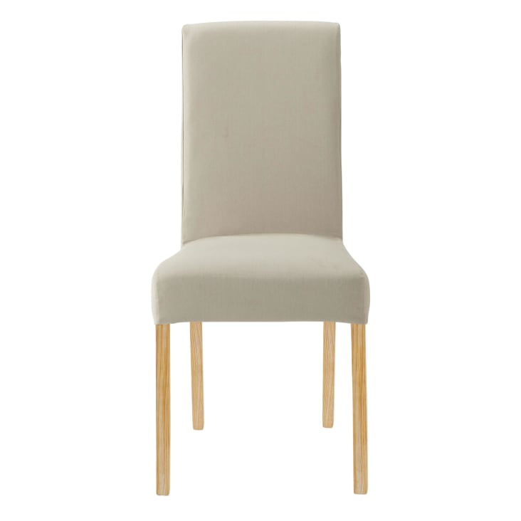 Fodera beige-grigio chiaro in cotone per sedia, compatibile con la sedia MARGAUX-Margaux cropped-2