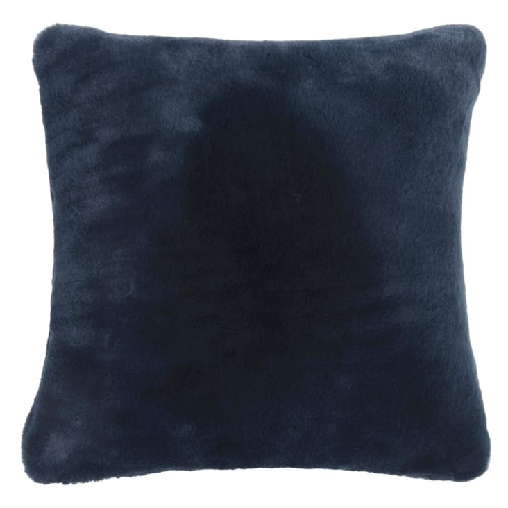 Fodera di cuscino blu indaco in simil pelliccia 40x40-CORTINA