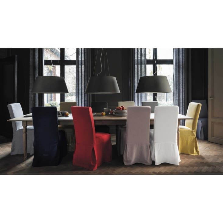 Fodera lunga in lino slavato per sedia, compatibile con la sedia MARGAUX-Margaux ambiance-9
