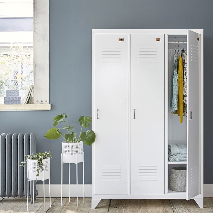 Garderobekast, model locker, wit metaal, breedte 115 cm-Loft ambiance-4